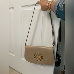 Tory Burch Miller Glazed Leather Clutch Crossbody Bag